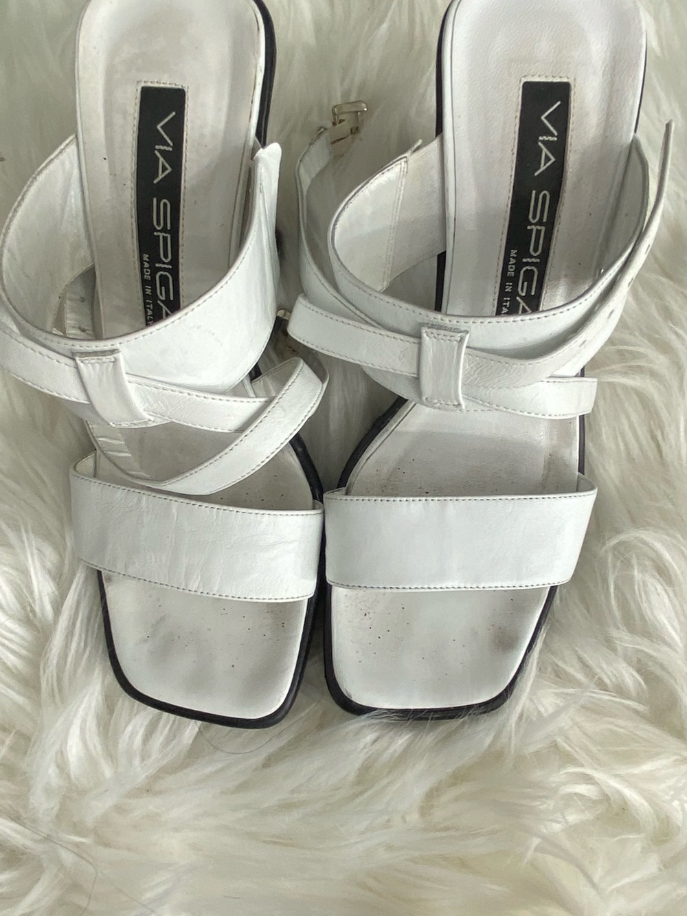 ‼️Made in Italy Via Spiga Silver and Black Platform Heeled Sandals - Picture 3 of 6